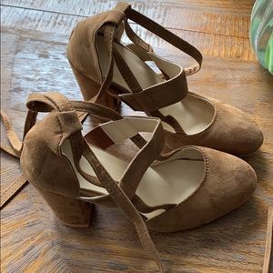 Brown suede heel